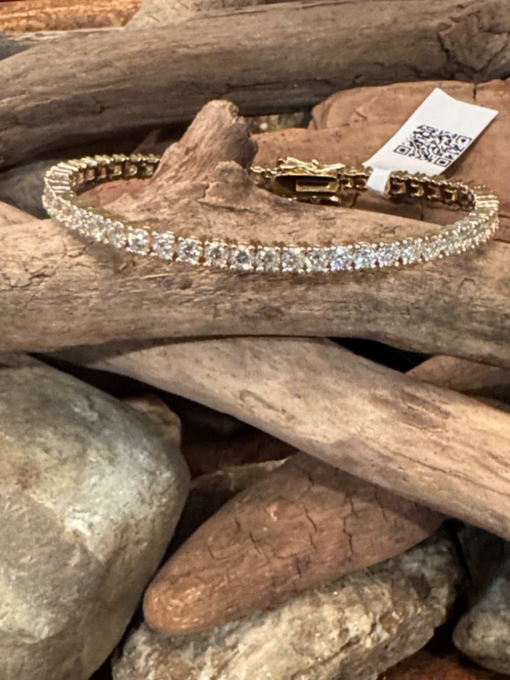 Gold Tennis Bracelet with Clear CZ Stones - Elegant Women's Jewelry